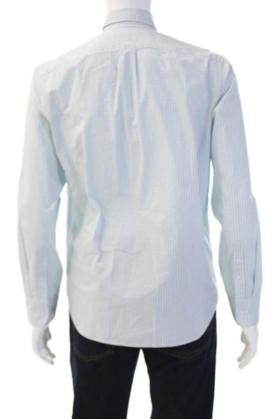 J Crew Mens Checkered Collared Button Up Shirt Blue Size M