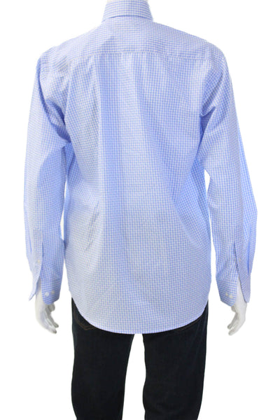Alberto Cardinali Mens Checkered Collared Button Up Shirt Blue Size M