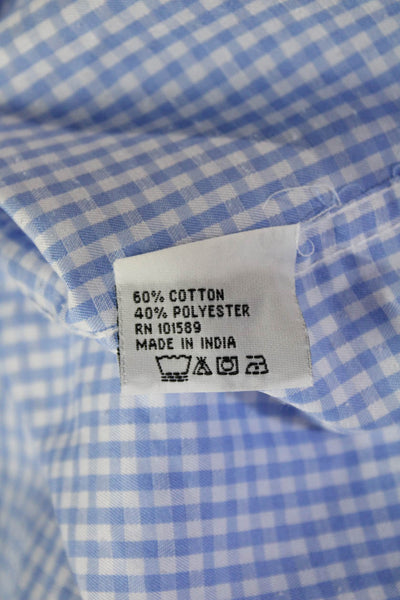 Alberto Cardinali Mens Checkered Collared Button Up Shirt Blue Size M
