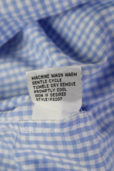 Alberto Cardinali Mens Checkered Collared Button Up Shirt Blue Size M