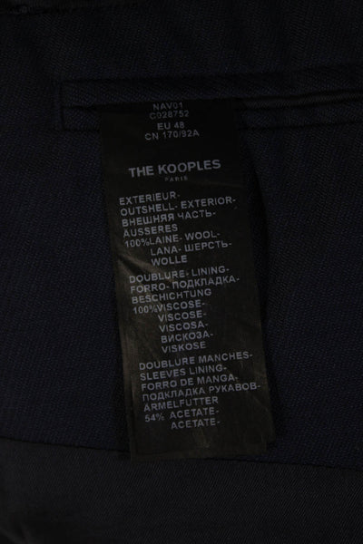 The Kooples Mens Classic Dark Blue Wool Blazer Button Long Sleeve Size 48