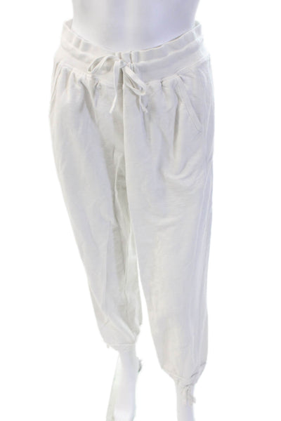 Splendid Women Jogger Sweatpants White Cotton Modal Drawstring Size M