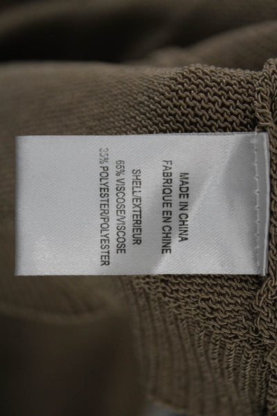 Theory Women Cardigan Brown 3/4 Sleeve Button Round Neck Size M