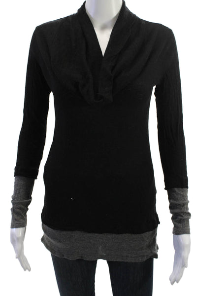 Splendid Women Black Wool Blend Mock Neck Long Sleeve Tunic Size S