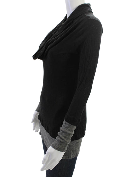 Splendid Women Black Wool Blend Mock Neck Long Sleeve Tunic Size S