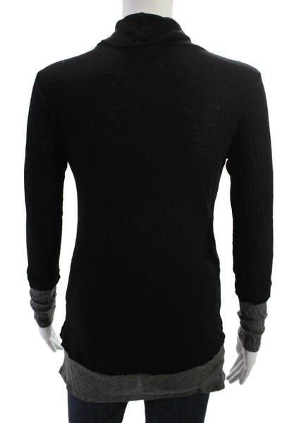 Splendid Women Black Wool Blend Mock Neck Long Sleeve Tunic Size S