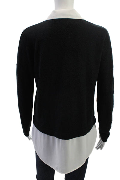 Kay Celine Womens Black V Neck Long Sleeve Pullover Button Size M