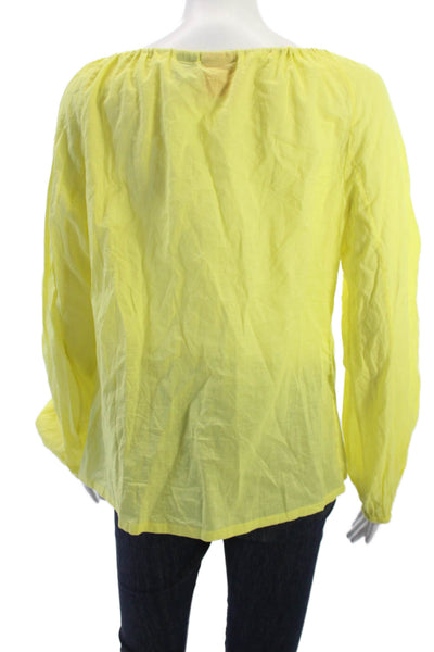 Tory Burch Women Tunic Cotton Solid Yellow Long Sleeve Boho Size 6
