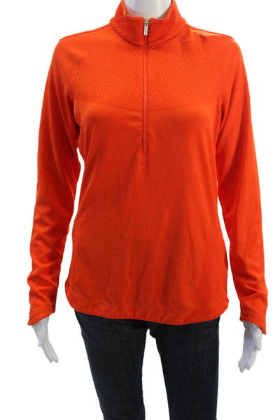 Nike Unisex Orange Pullover Sweatshirt Mock Neck Zip Long Sleeve Size S