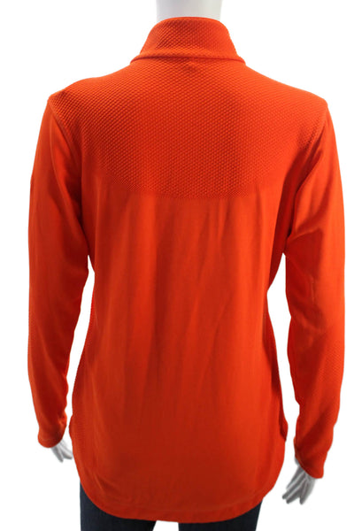 Nike Unisex Orange Pullover Sweatshirt Mock Neck Zip Long Sleeve Size S