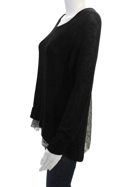 Green Envelope Women Pullover Sweater Black Snake Print Long Sleeve Size M
