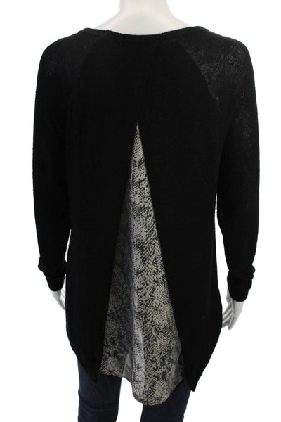 Green Envelope Women Pullover Sweater Black Snake Print Long Sleeve Size M