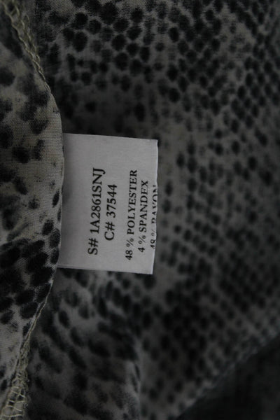 Green Envelope Women Pullover Sweater Black Snake Print Long Sleeve Size M