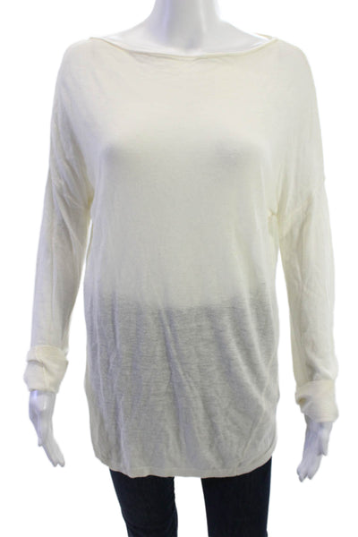 Vince Womens Long Sleeve Tunic Top White Viscose Wool Size M