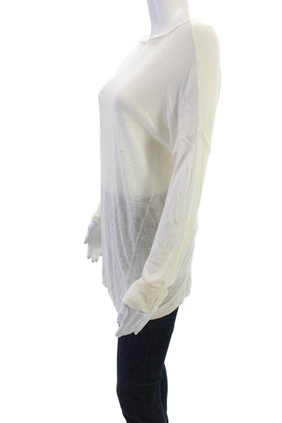 Vince Womens Long Sleeve Tunic Top White Viscose Wool Size M