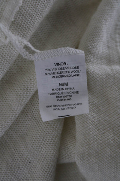 Vince Womens Long Sleeve Tunic Top White Viscose Wool Size M