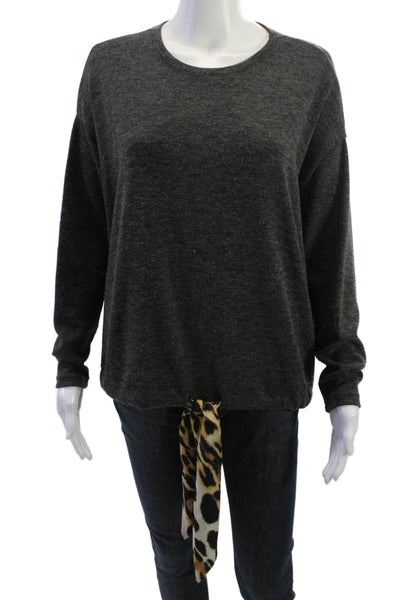 Zara Women Basic Dark Gray Crew Neck Acrylic Blend Long Sleeve Top Size S