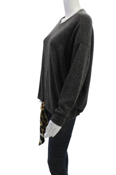 Zara Women Basic Dark Gray Crew Neck Acrylic Blend Long Sleeve Top Size S