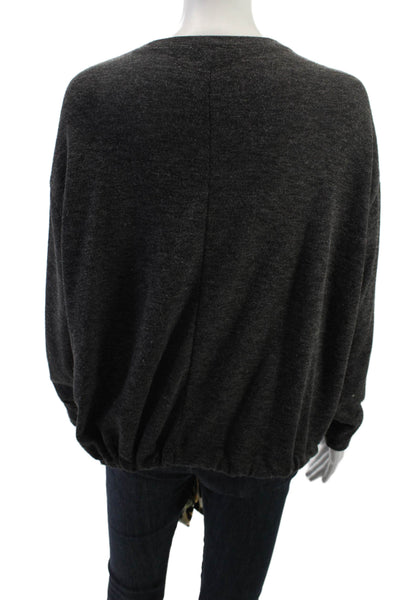Zara Women Basic Dark Gray Crew Neck Acrylic Blend Long Sleeve Top Size S