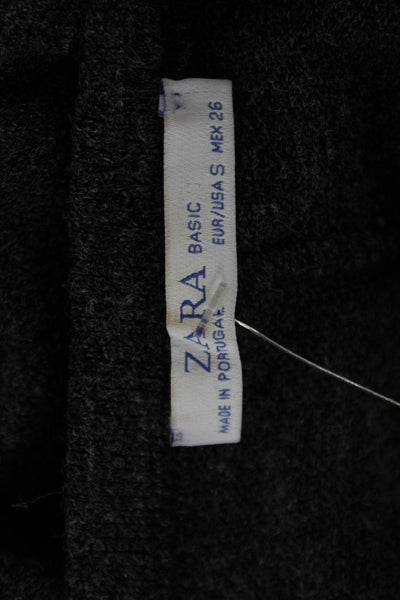 Zara Women Basic Dark Gray Crew Neck Acrylic Blend Long Sleeve Top Size S