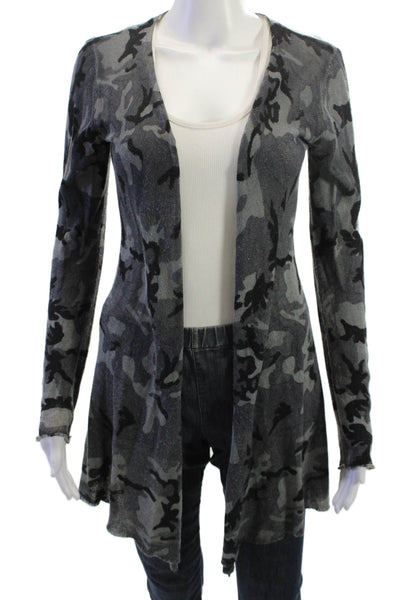 Acrobat Unisex Black Camouflage Cardigan Long Sleeve Silk Cashmere Size S