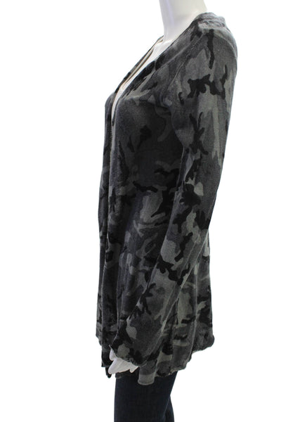 Acrobat Unisex Black Camouflage Cardigan Long Sleeve Silk Cashmere Size S