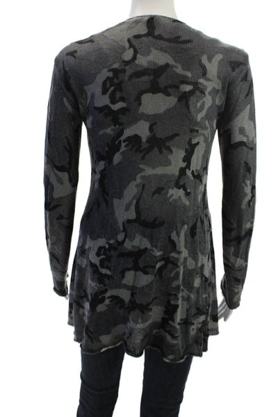 Acrobat Unisex Black Camouflage Cardigan Long Sleeve Silk Cashmere Size S