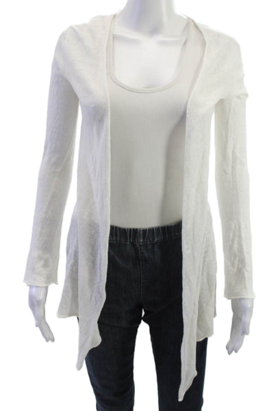 Acrobat Unisex White Linen Cardigan Sweater Long Sleeve Bohemian Size S