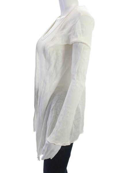 Acrobat Unisex White Linen Cardigan Sweater Long Sleeve Bohemian Size S