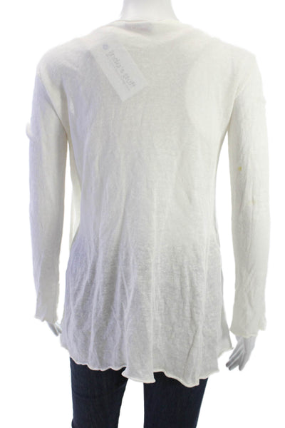 Acrobat Unisex White Linen Cardigan Sweater Long Sleeve Bohemian Size S