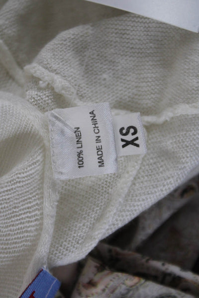 Acrobat Unisex White Linen Cardigan Sweater Long Sleeve Bohemian Size S