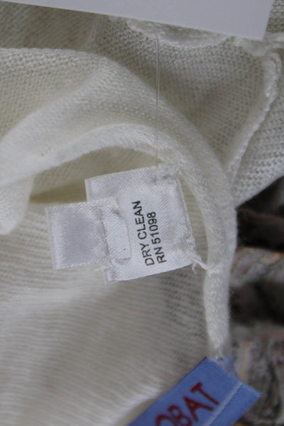 Acrobat Unisex White Linen Cardigan Sweater Long Sleeve Bohemian Size S