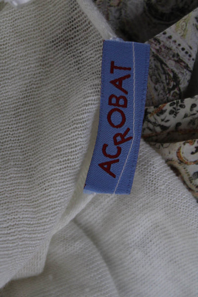Acrobat Unisex White Linen Cardigan Sweater Long Sleeve Bohemian Size S