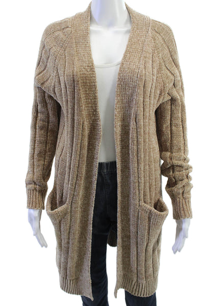 Miracle Unisex Cardigan Beige Striped Long Sleeve 50% Cotton Size S