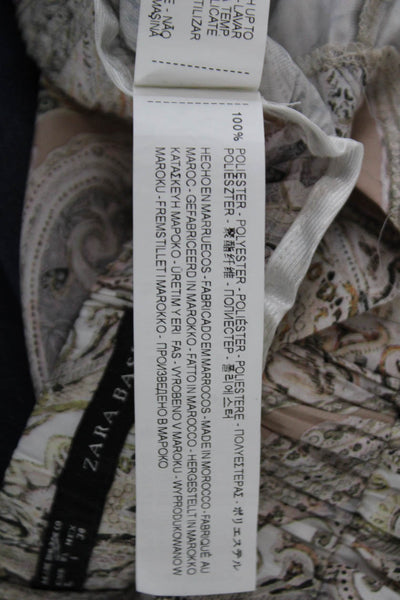 Zara Basic Unisex Bohemian Paisley Beige Drawstring Polyester Shorts Size L