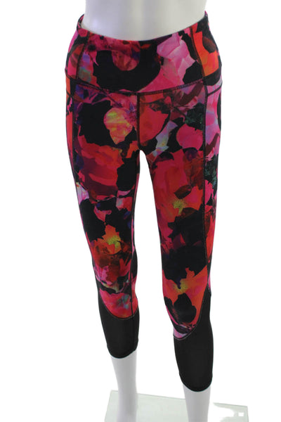 Athleta Womens Cropped Black Floral Leggings Size S