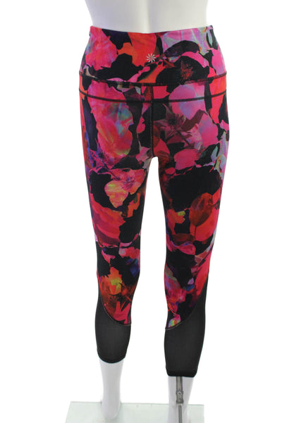 Athleta Womens Cropped Black Floral Leggings Size S