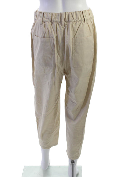 Zara Women Cropped Chino Pants Beige 100% Cotton Size XS