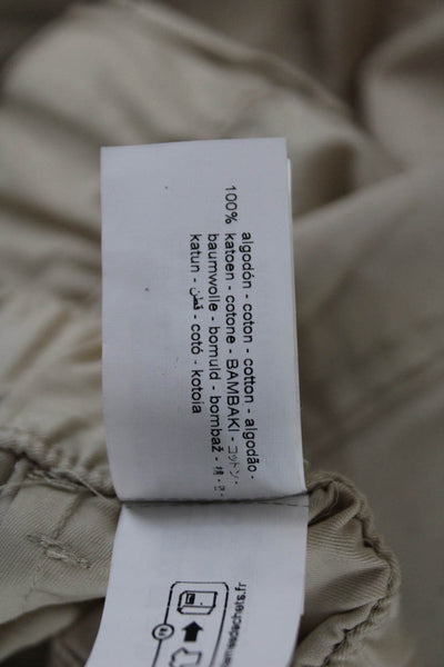 Zara Women Cropped Chino Pants Beige 100% Cotton Size XS