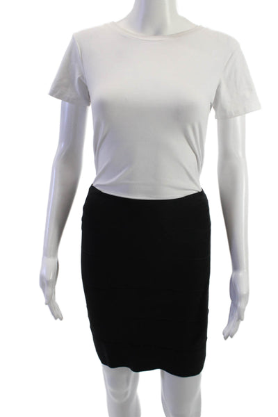 BCBGMAXAZRIA Womens Bandage Pencil Skirt Black Short Size XS