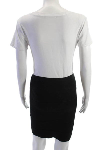 BCBGMAXAZRIA Womens Bandage Pencil Skirt Black Short Size XS