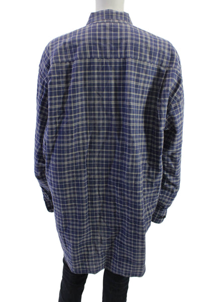 Hart Schaffner Marx Mens Long Sleeve Button Plaid Button Down Shirt Blue Size M