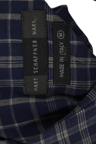 Hart Schaffner Marx Mens Long Sleeve Button Plaid Button Down Shirt Blue Size M