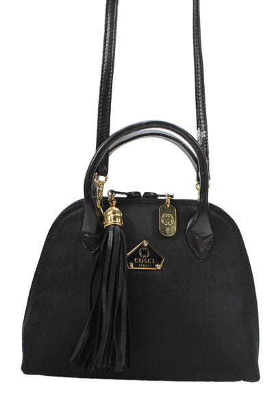 Cosci Womens Gold Tone Hardware Full Zip  Crossbody Bag Black