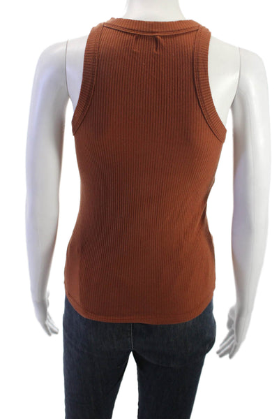 WSLY Womens Basic Sleeveless High Neck Brown Tencel Blend Tank Size M