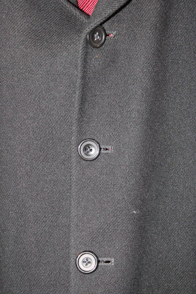 Oscar de la Renta Mens Black Lambswool Cashmere Blazer Button Collared Size 46