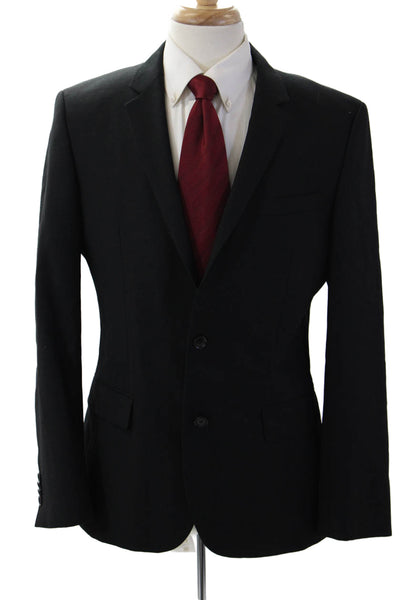 Boss Hugo Boss Mens Black Virgin Wool Suit Jacket Collared Button Size 40