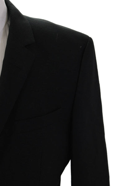 Boss Hugo Boss Mens Black Virgin Wool Suit Jacket Collared Button Size 40