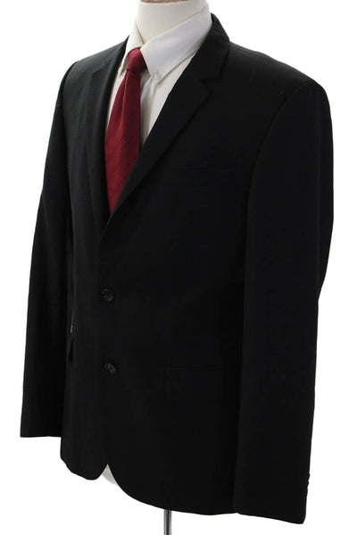 Boss Hugo Boss Mens Black Virgin Wool Suit Jacket Collared Button Size 40