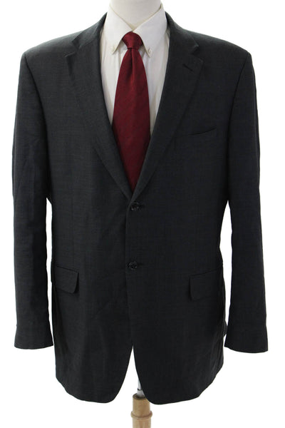 Jones New York Mens Dark Gray Wool Classic Suit Jacket Button Collared Size 44